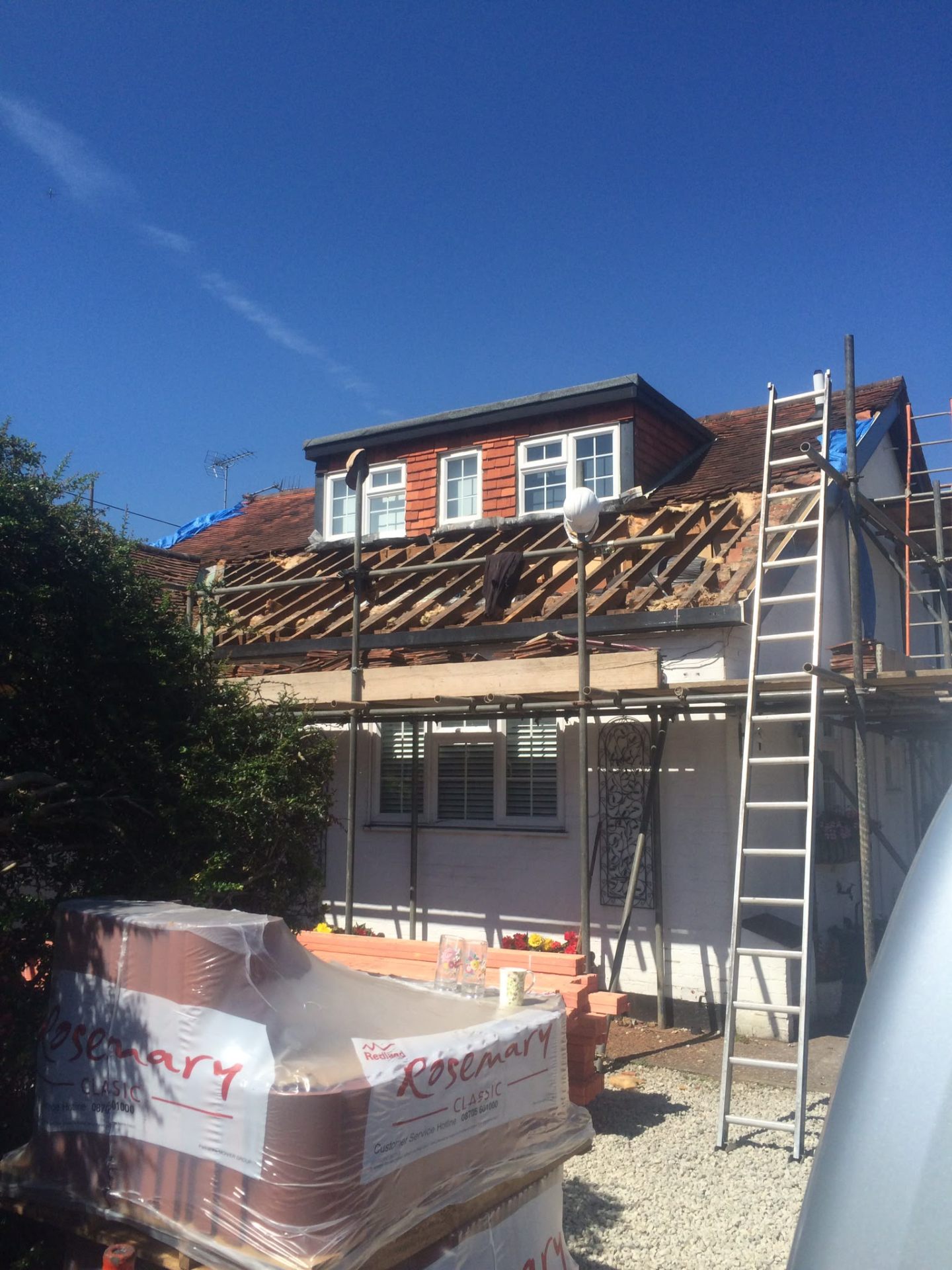 Roof underlay visible during a Chippenham re-roof, laid over rafters before battens
