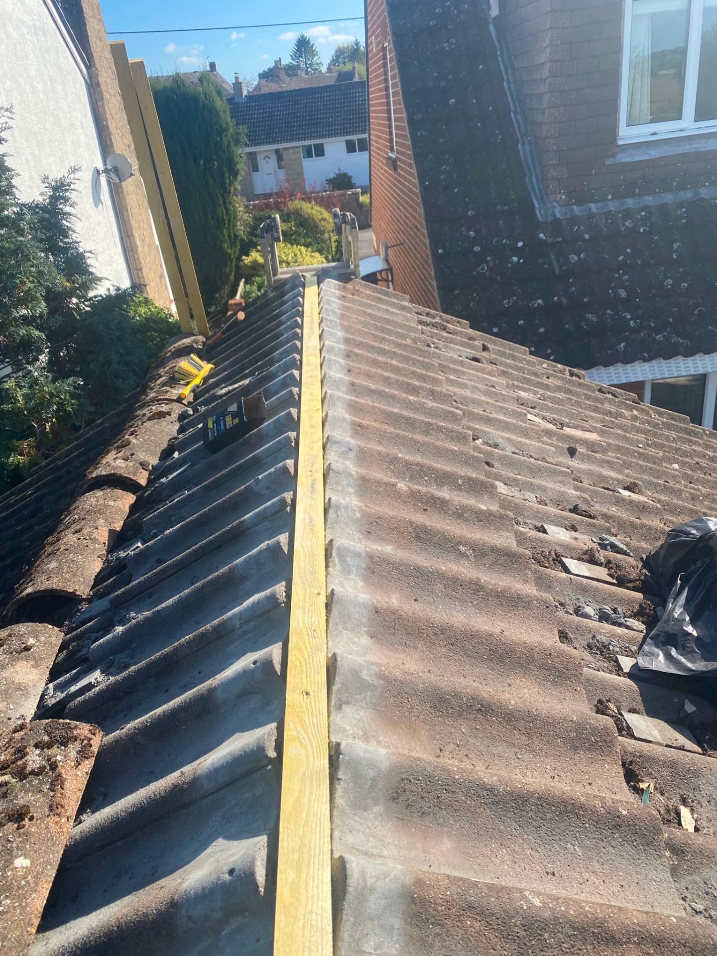 New ridge preparation on a re-covered roof