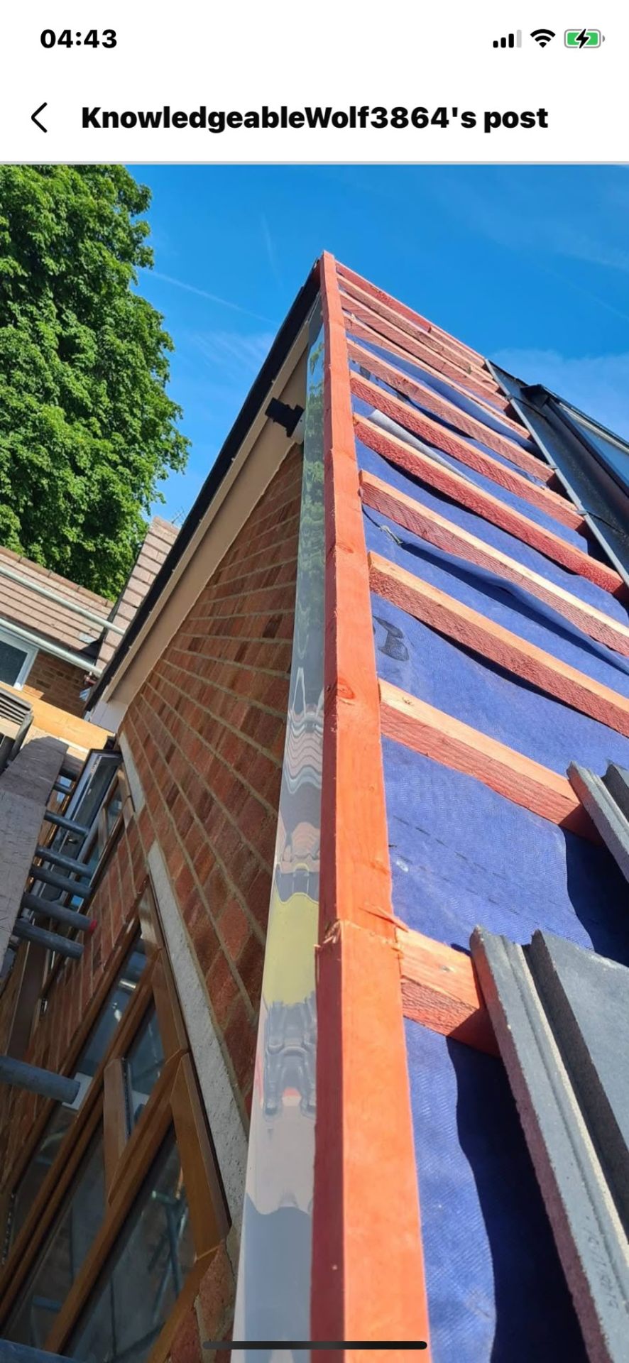 Dry verge gable detail alongside new fascia and gutter